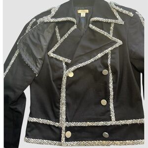 CACHE Black Double Breasted
Tweed Trim Jacket